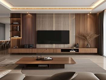 Custom TV unit design for modern living room interior