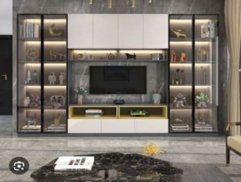 Storage and display units for modern living room interior design